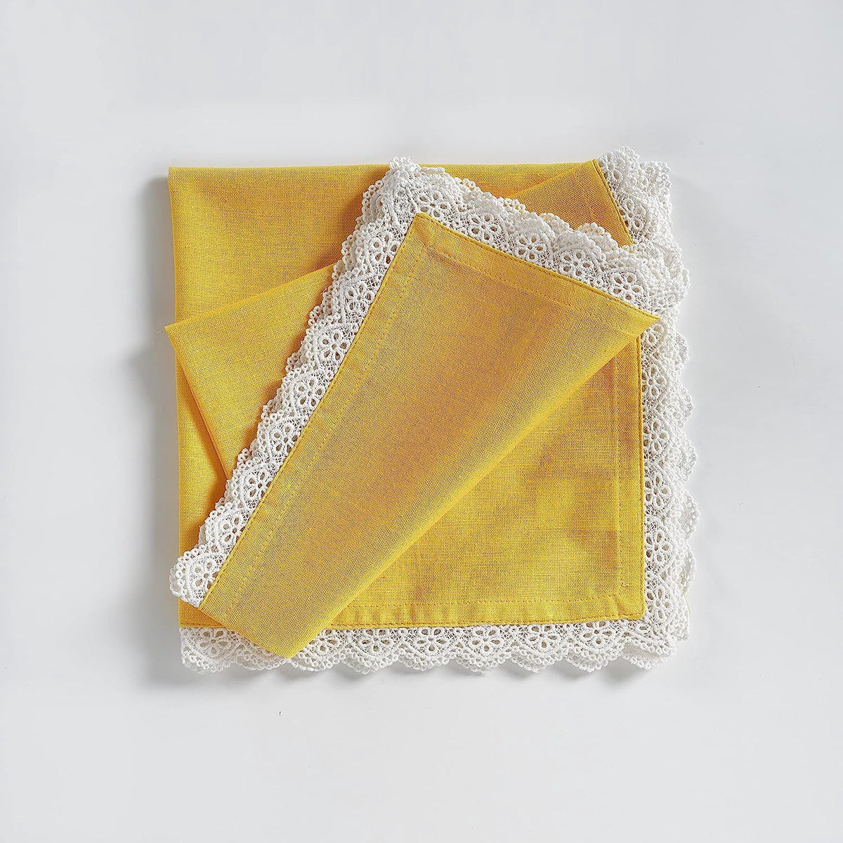 Fingercraft Cloth Napkin, Soft Quality Cotton Linen Blend Fabric, Dinner Napkins with Premium White Lace, 6 Pack, 20”x20” Aqua