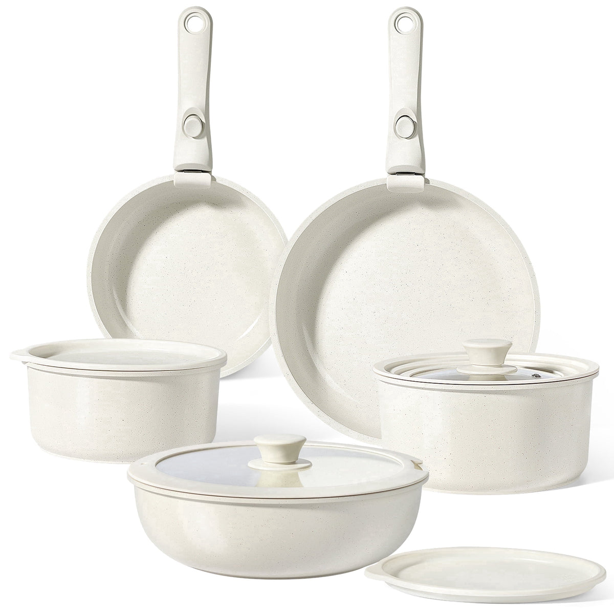 Gipp 11pcs Ceramic Cookware Sets, Pots and Pans Set Non Stick with Removable Handle, Oven & Dishwasher Safe,Induction Cookware