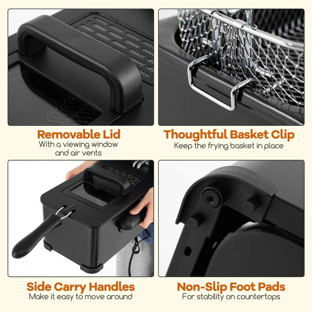 Costway Electric Deep Fryer 3.2 QT/12-Cup Stainless Steel 1700W with Frying Basket Silver