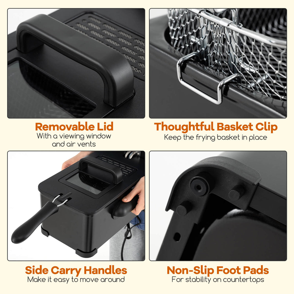 Costway Electric Deep Fryer 3.2 QT/12-Cup Stainless Steel 1700W with Frying Basket Silver