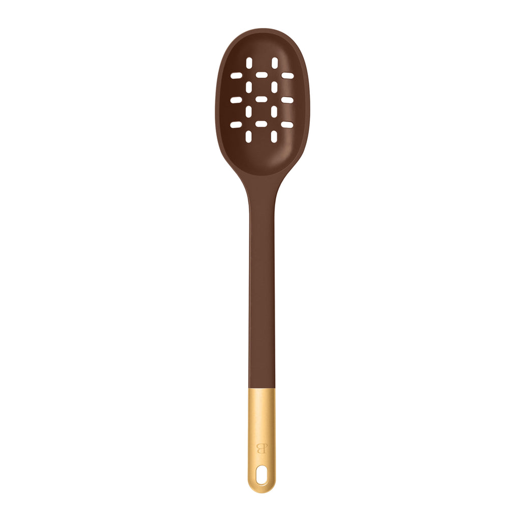 Beautiful 6-Piece Silicone Kitchen Tool Set with Ceramic Crock, Chocolate by Drew Barrymore