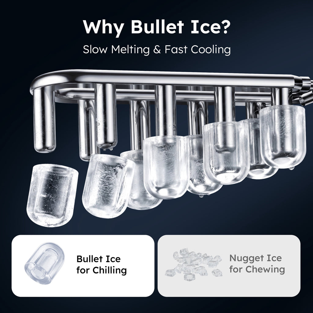 Simzlife Countertop Ice Maker, 26 Lbs/24H, 9 Bullet-Shaped Ice Cubes in 6 Minutes, Auto-Cleaning Ice Machine, Black