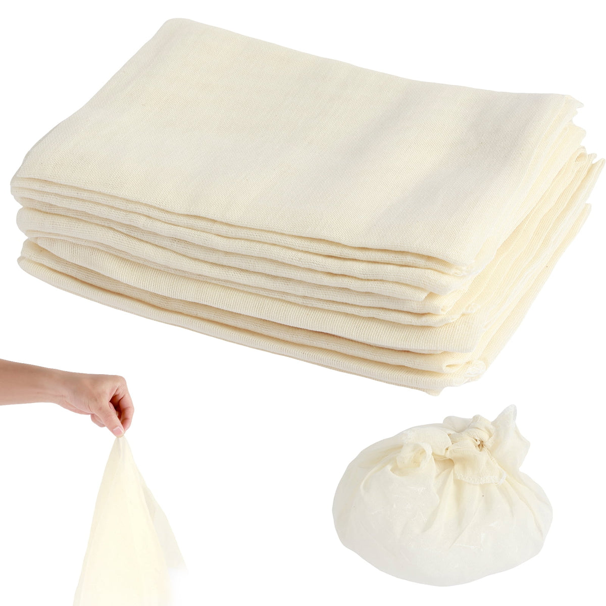 Jetcloudlive 12Pcs Cheese Cloths Natural Unbleached Cotton Cheesecloth 20 inch Square Cheese Cloths Reusable Organic Cheesecloth Cotton Cloth Strainer for Coffee Brewing Juicing Straining Making