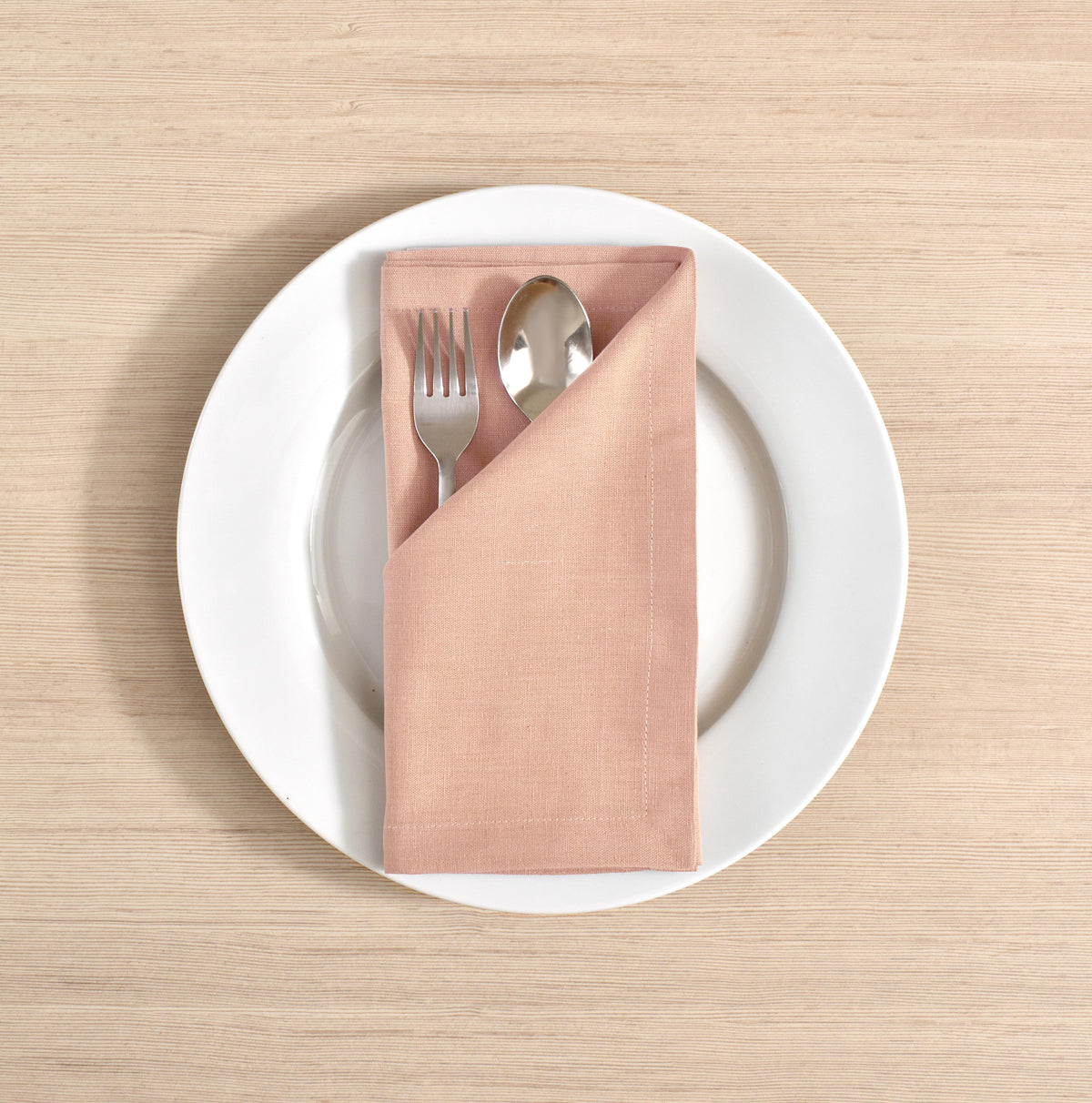 Fingercraft Cloth Napkin, Solid Color Cotton Linen Blend Table Napkins, Soft and Absorbent Fabric, Set of 12, Blush Pink