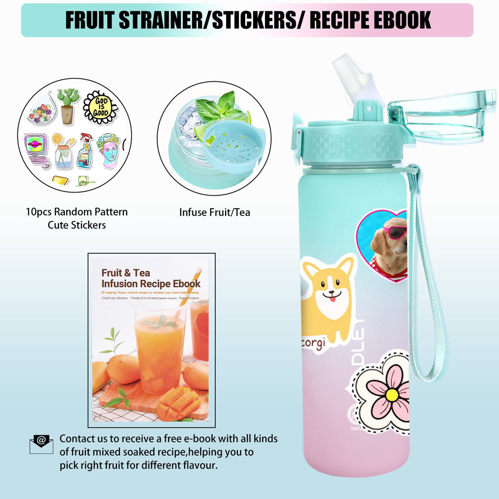 Oldley Transparent Tritan Kids Bottle – 17oz Straw Water Bottle with One-Hand Open Button, Lockable Leak-Proof Lid, Ideal for Daily Hydration