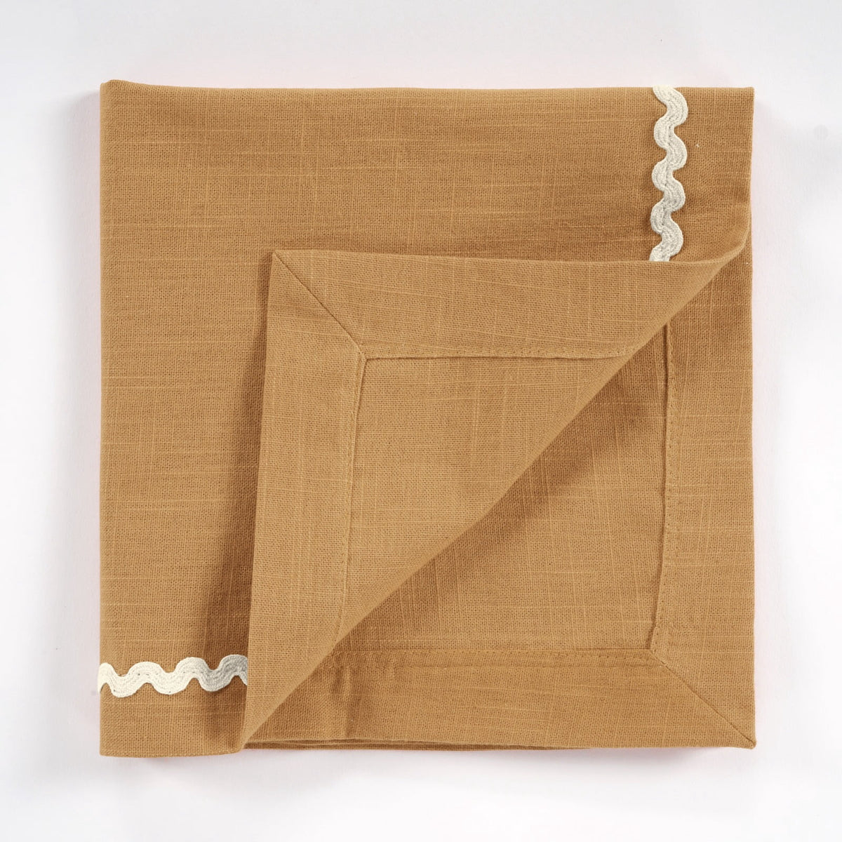 Fingercraft Cloth Napkin, Soft Quality Cotton Linen Blend Fabric, Dinner Napkins with Premium White Lace, 6 Pack, 20”x20” Aqua
