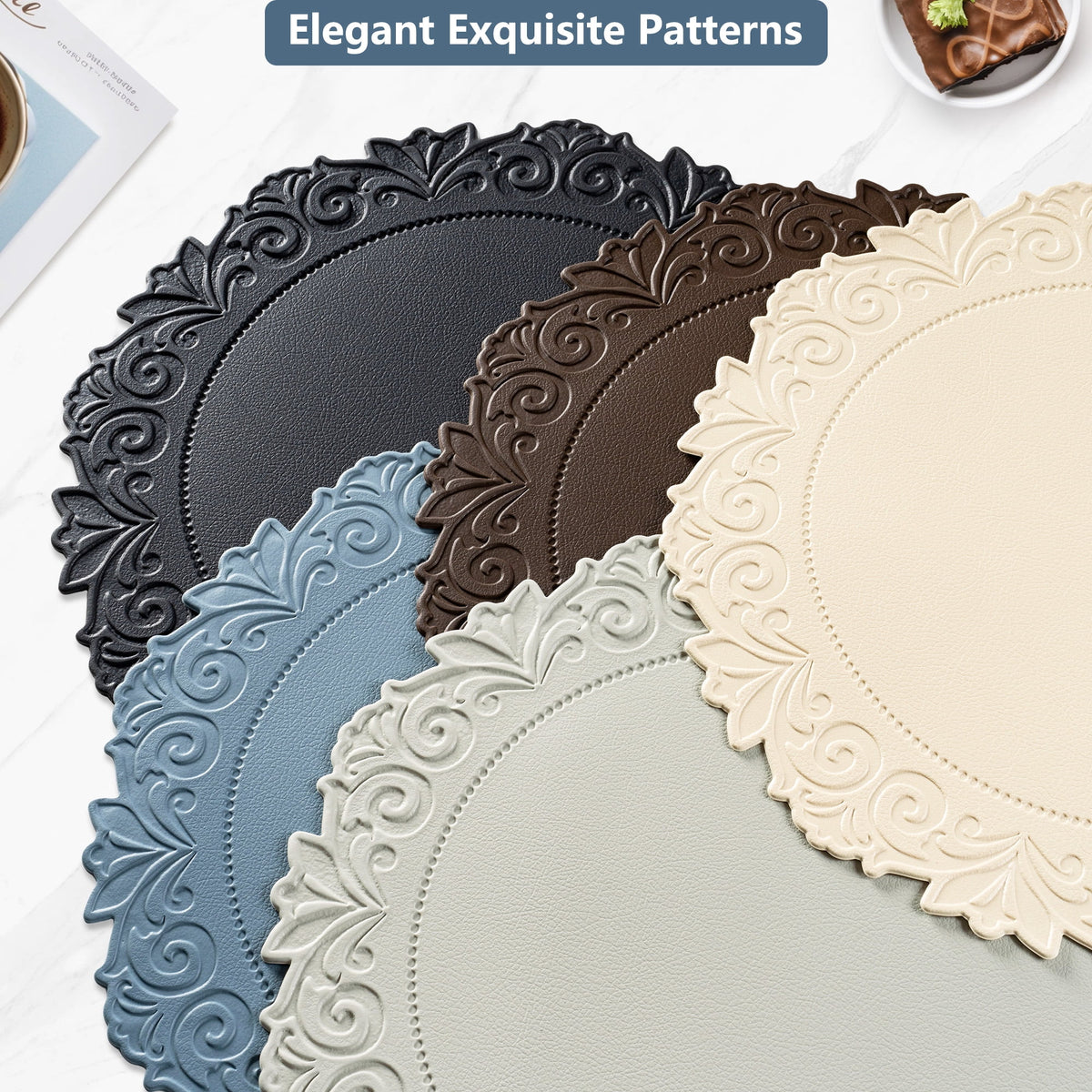 VCVCOO Placemats Set of 4 Beige Leather Place Mats Waterproof Wipeable Heat Resistant Sturdy Rectangle Kitchen Dining Table Mats for Indoor Outdoor Reversible Easy to Clean Place Mats