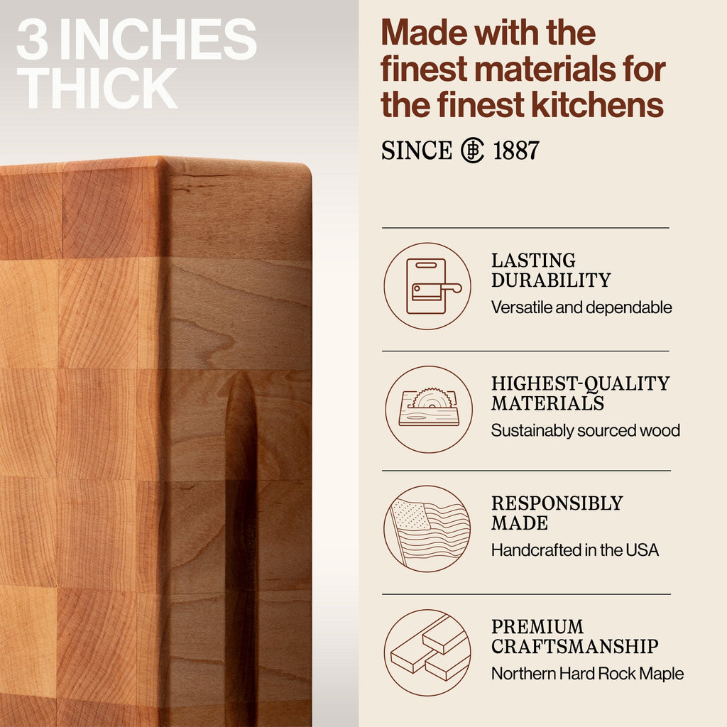 John Boos CCB Reversible Wood Chopping Board, 12" x 12" x 3", Maple