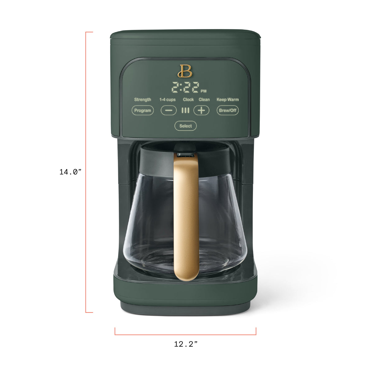 Beautiful 12 cup Programmable Coffee Maker, Thyme Green by Drew Barrymore