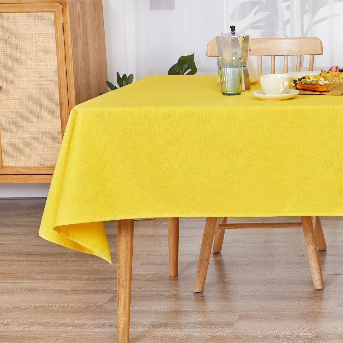 Deconovo Square Tablecloth with Waterproof Finish, Easy-Clean Polyester Table Cover, 54 x 54 Inch, Dark Gray