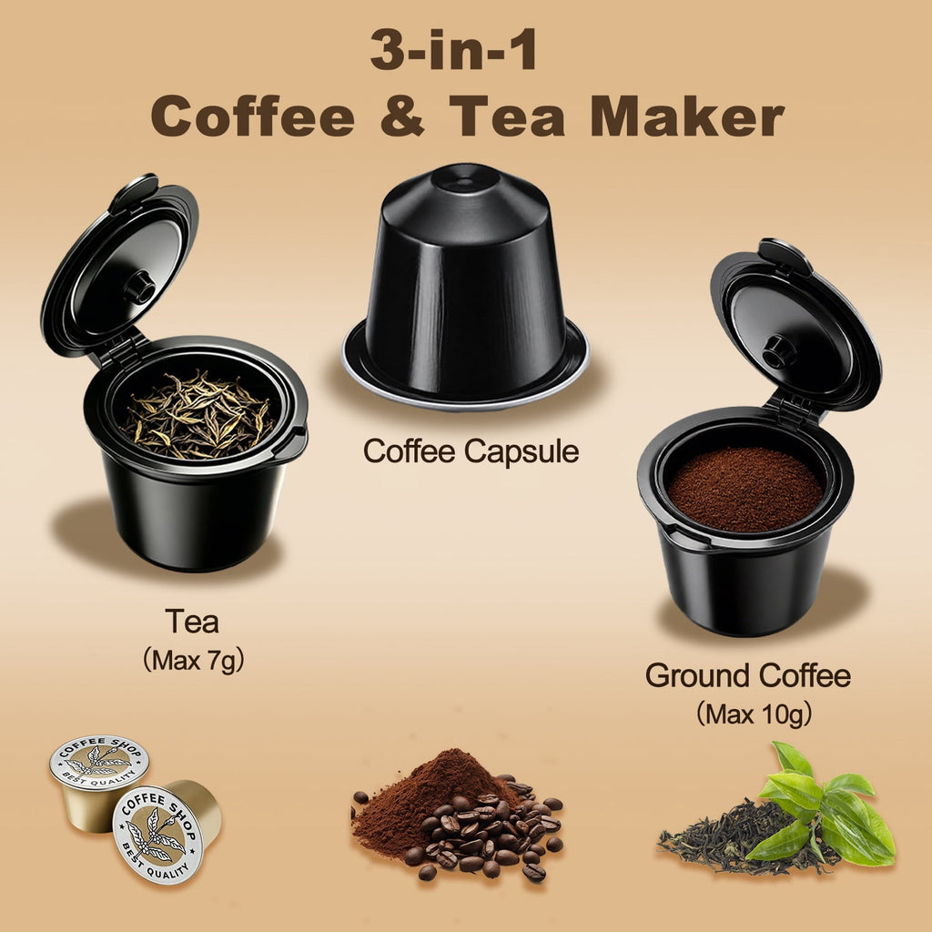 Bluebow Single Serve Coffee Maker, 6-12oz Brew Size for K Cup Pod & Ground Coffee& Tea, Fast Brew One Cup Small Coffee Machine for Home and Travel, Black