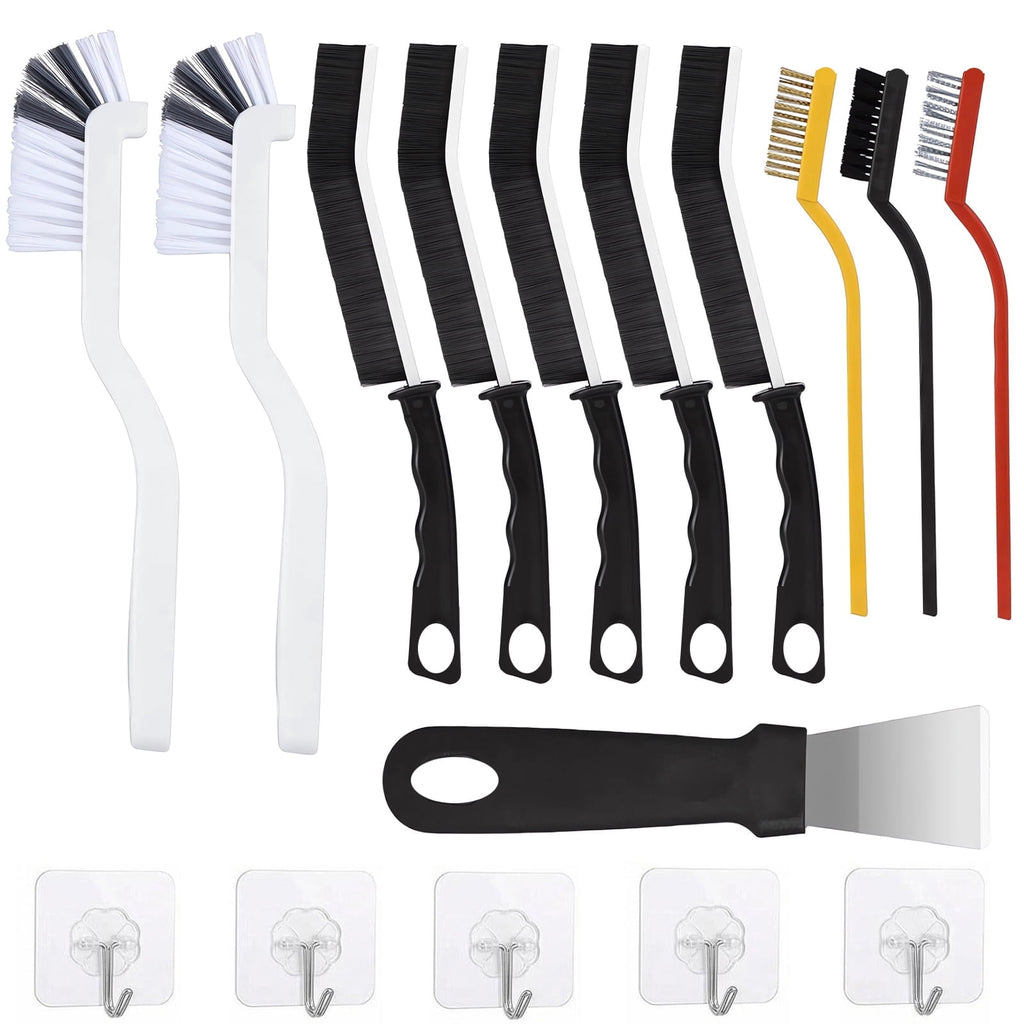 16 Pcs Crevice Cleaning Brush Set, Hard Bristle Scrub Brush for Deep Cleaning, Ideal for Kitchen, Bathroom, Tiles, Bottles, and Blenders