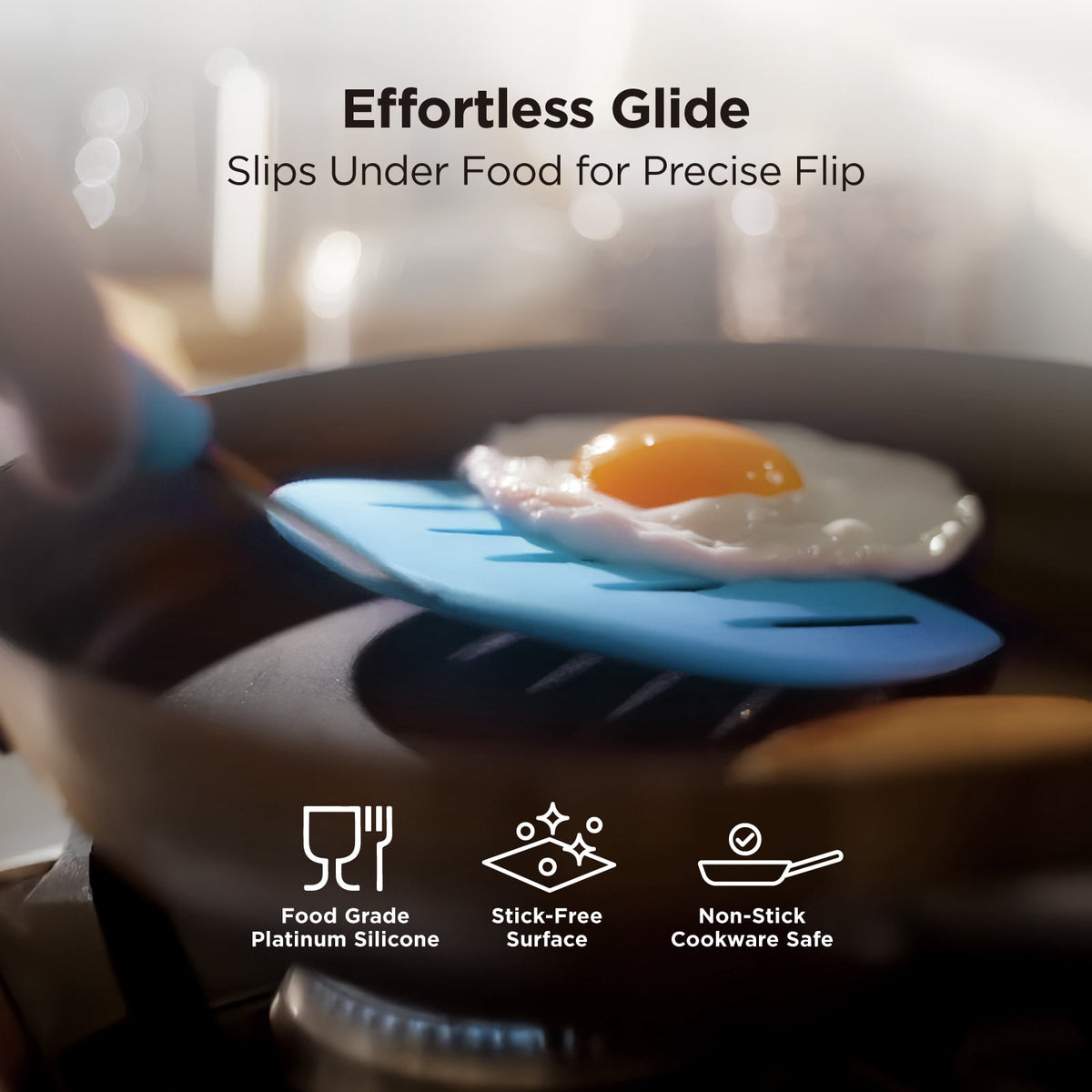 Kitchen Mama WaltzGrip Platinum Silicone Pancake Spatula Turner (Gray)
