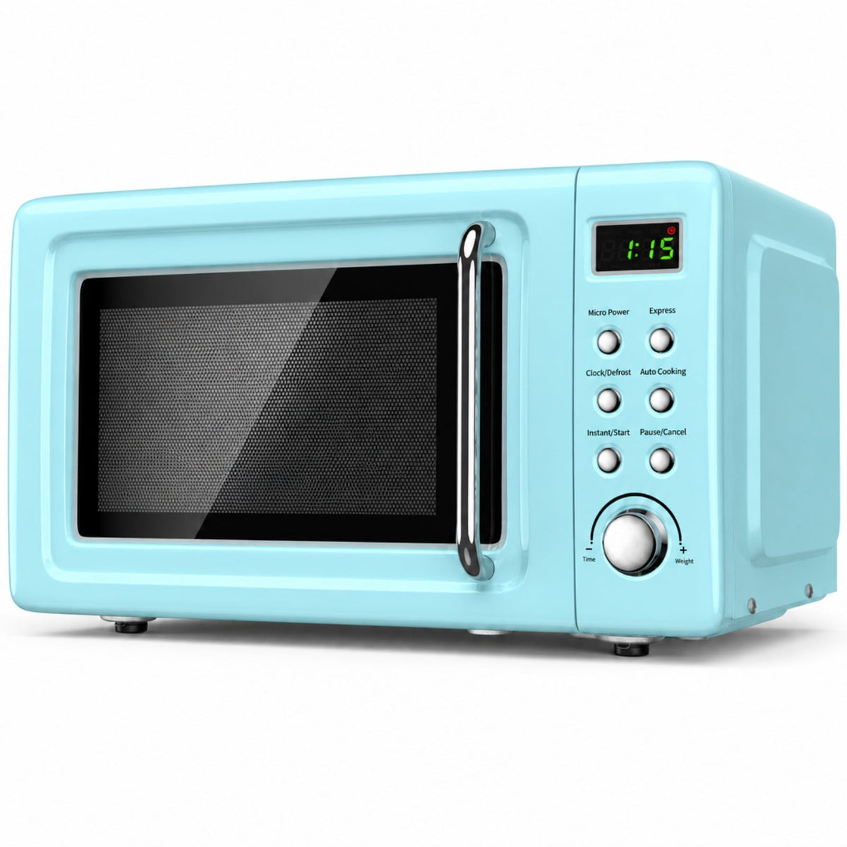 Costway 0.7 Cu.ft Retro Countertop Microwave Oven 700W LED Display Glass Turntable Rose Gold