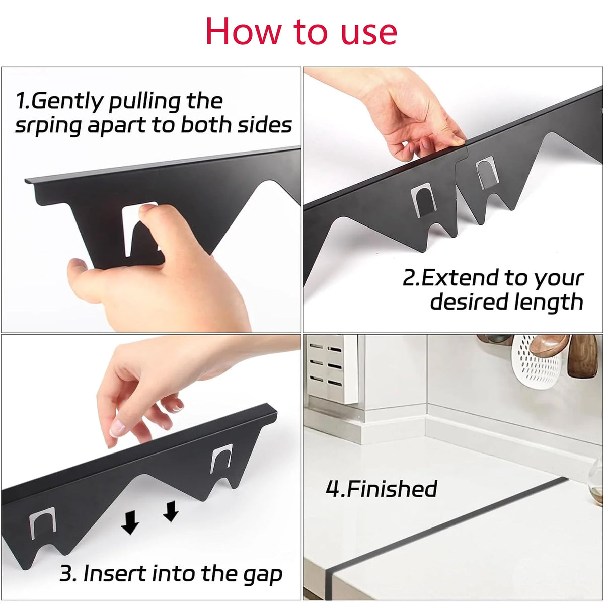 2 Pcs Stove Gap Covers, Stainless Steel Stove Gap Filler Adjustable Length 13.8"to 27.6" for Kitchen