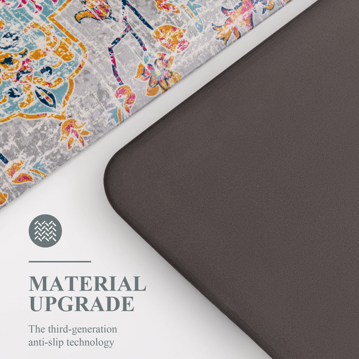 MeyJey 4/5 Inch Thick Anti Fatigue Kitchen Rug 20”x39”, Non Slip Waterproof Floor Mats for Kitchen Sink Laundry Office, Black/Gray