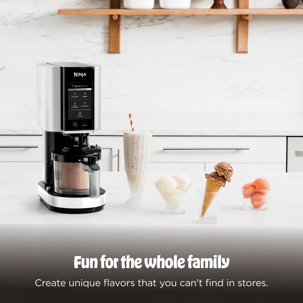 Ninja CREAMi Ice Cream Maker, for Mix-ins, Milkshakes, Sorbet, 5 One-Touch Programs, (2) 16 Oz Pint Containers & Lids, NC300WH White