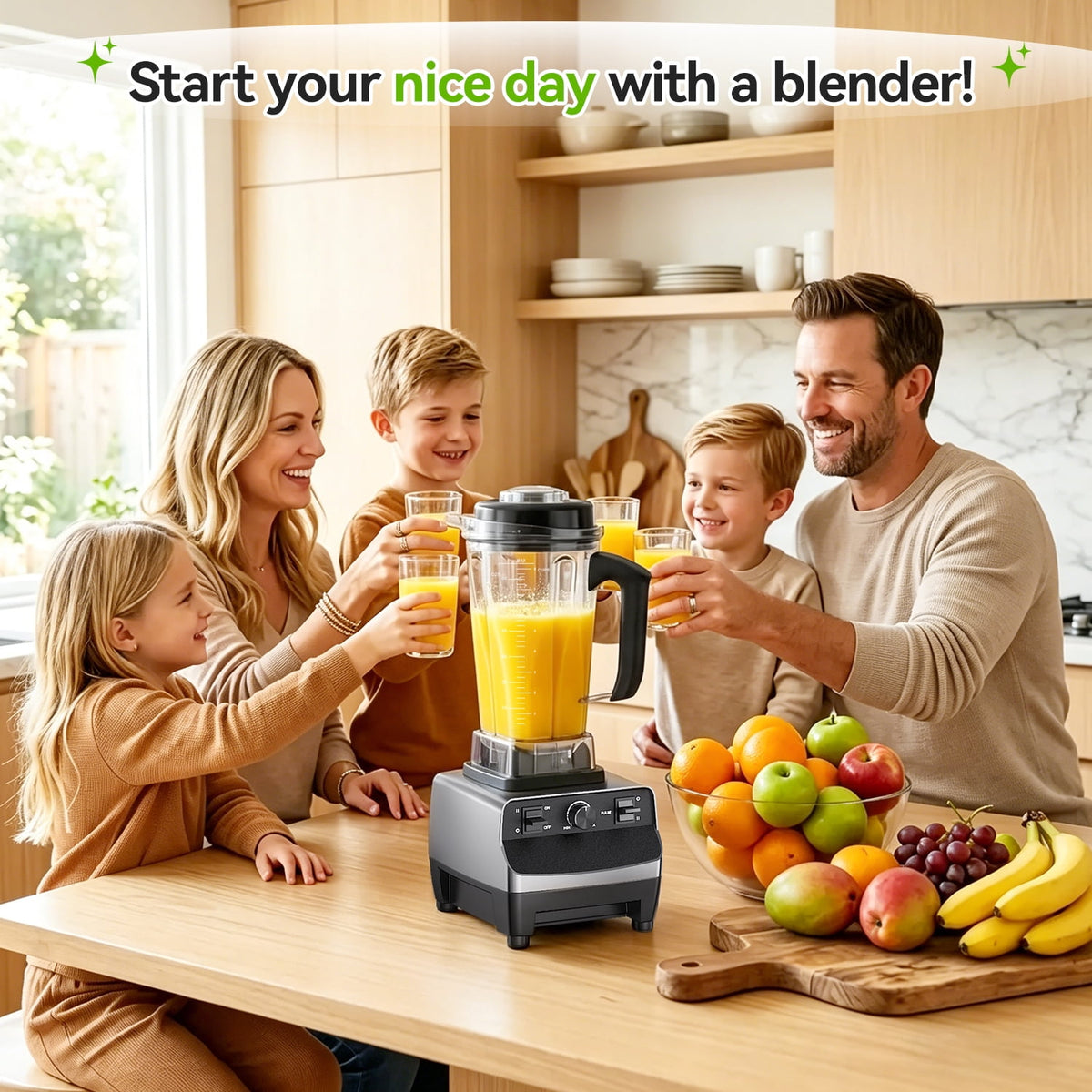 TINANA 66oz Countertop Blender with 28oz Grinder Cup, 8-Edge Blades, Variable Speed, Pulse, BPA-Free Pitcher