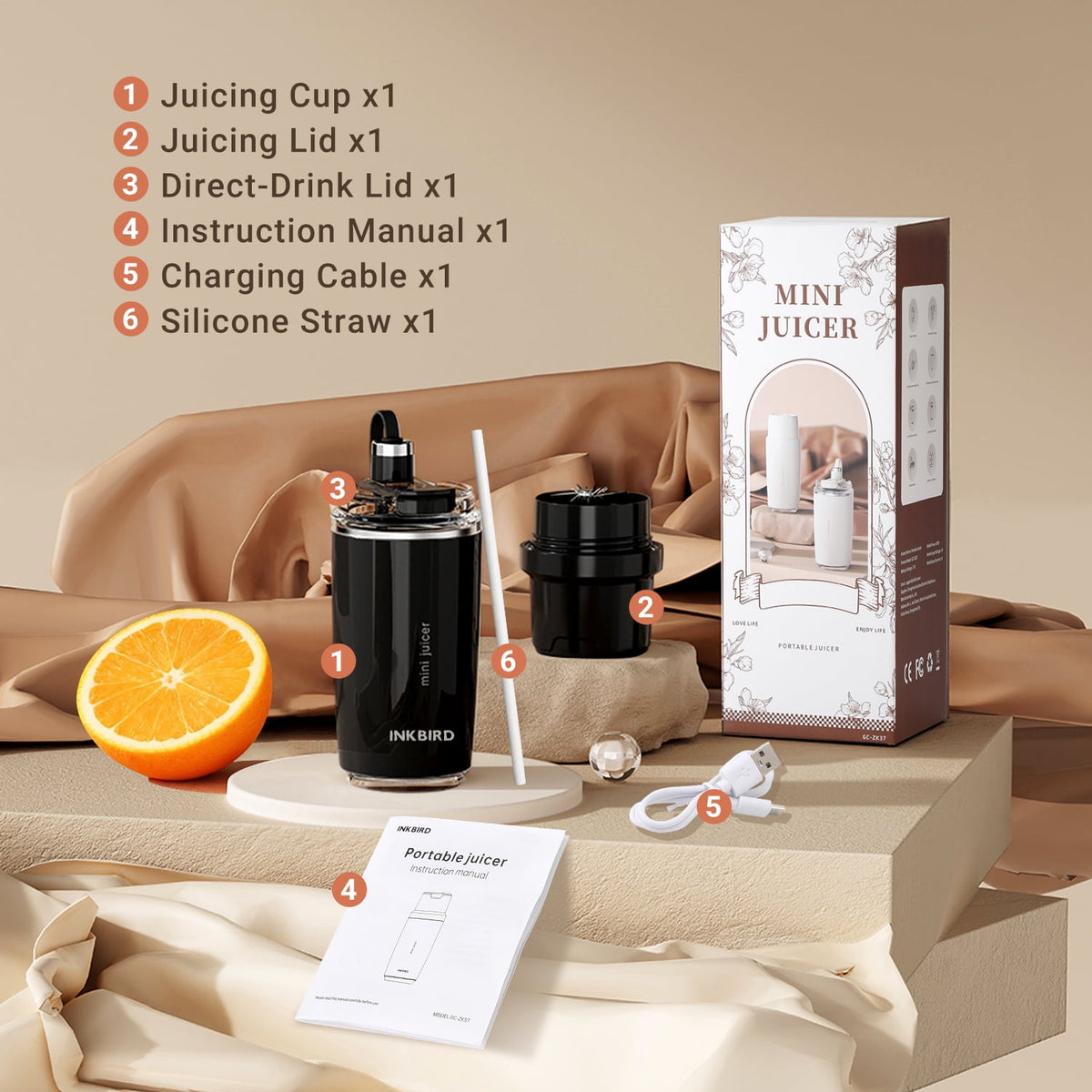 Inkbird Portable Blender with Insulated Cup, Cordless Electric Protein Shaker Bottle - USB Rechargeable Mixer Cup for Shakes and Meal Replacements, BPA-Free Tritan,320ml