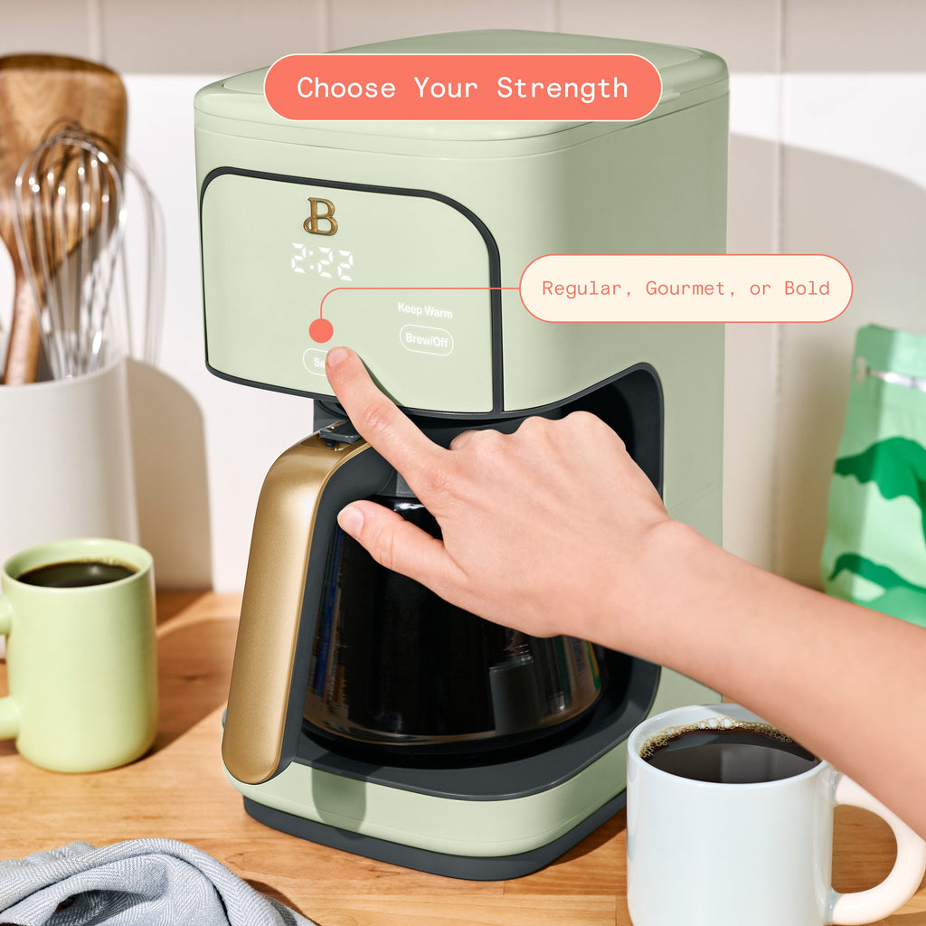 Beautiful 12 cup Programmable Coffee Maker, Thyme Green by Drew Barrymore