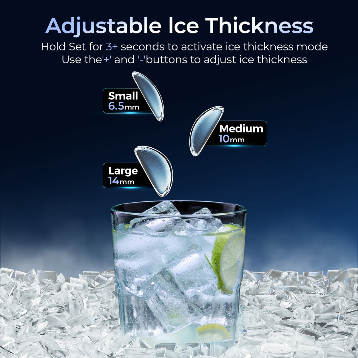 Simzlife Countertop Crescent Ice Maker, 35.9 Lbs/24H, 16 Ice Cubes in 12 Minutes, Deep Cleaning Timer Ice Machine