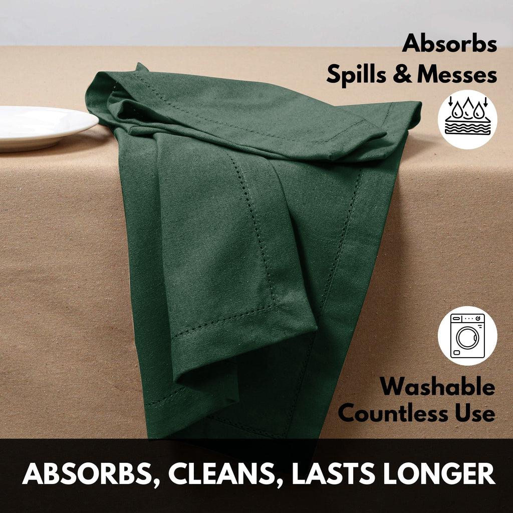 Softopia Cotton Hemstitch Table Fabric Cloth Napkins 18"x18", Set of 12, Lemon Yellow