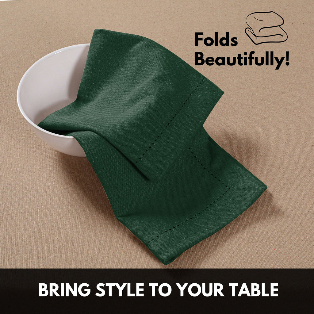 Softopia Cotton Hemstitch Table Fabric Cloth Napkins 18"x18", Set of 12, Lemon Yellow