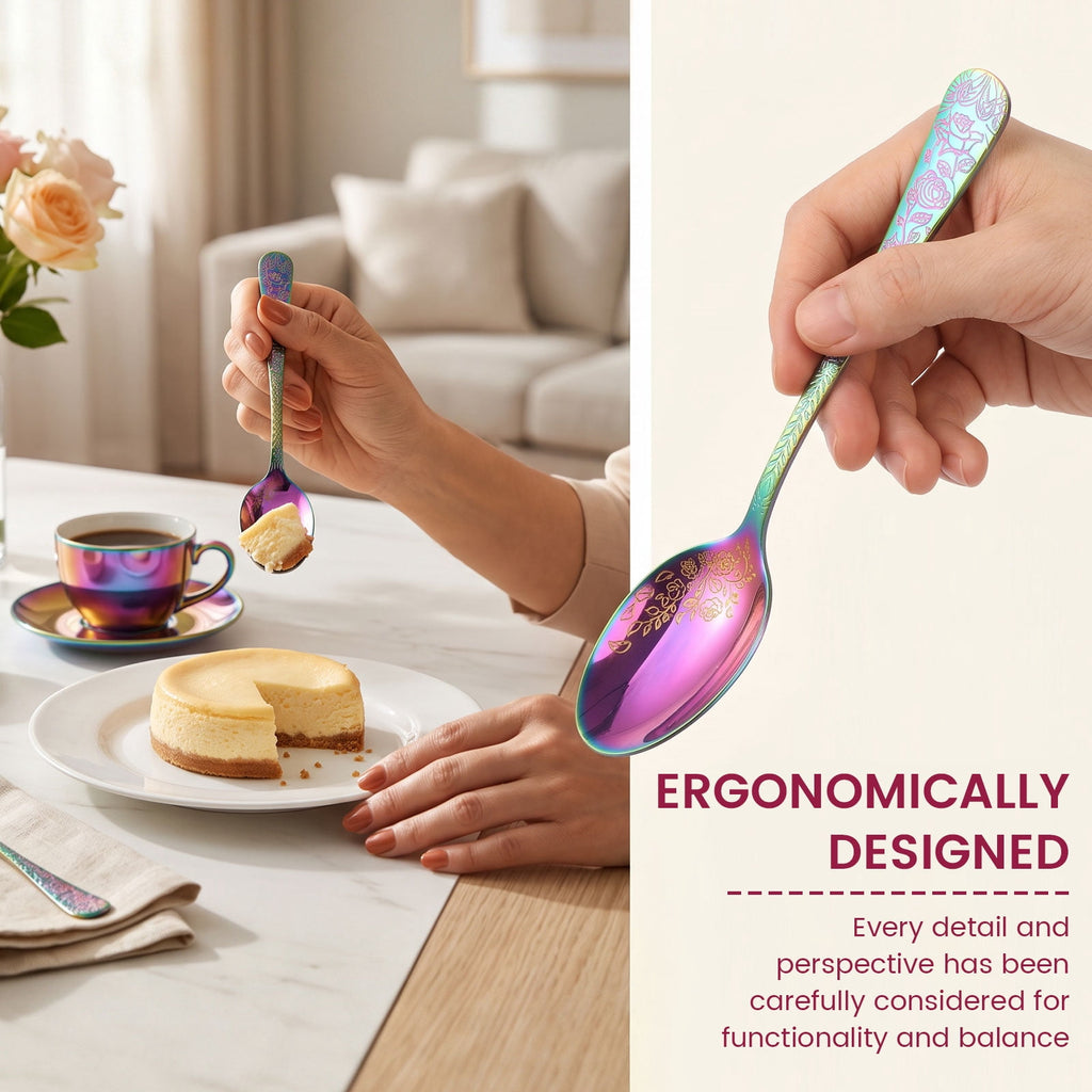 20 Pcs Floral Silverware Set Including Fork Spoon and Knife Stainless Steel Flatware Set Vintage Cutlery Set Mirror Polished Utensil Set for Kitchen Dishwasher Safe Service for 4