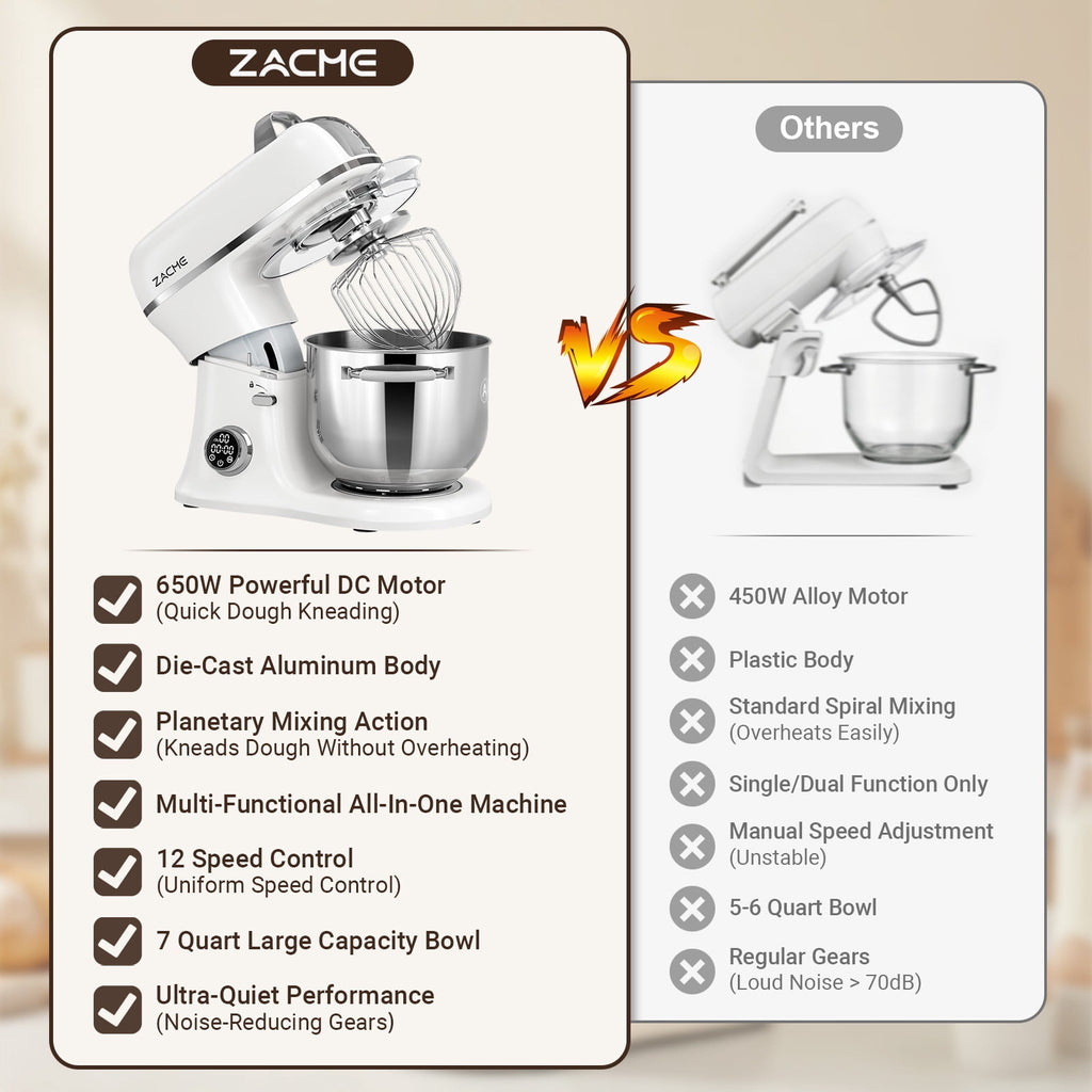 7QT Stand Mixer Aluminum Die Casting,650W 11 Speed Tilt-Head Kitchen Electric Stand Mixer, Household Food Mixer with Stainless Steel Bowl, Dough Hook, Whisk and Beater,Food Mixer for Baking, Cake