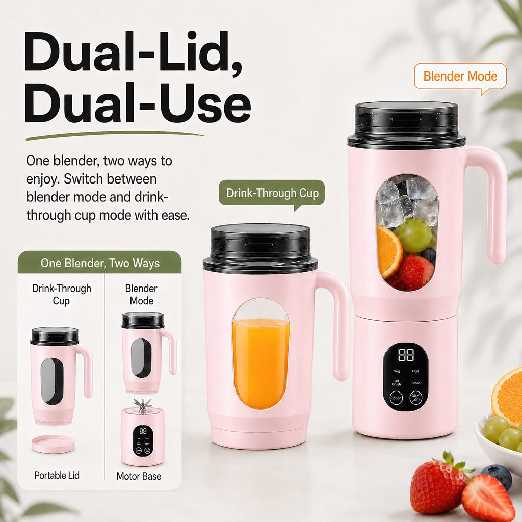 STARBIAO Portable Blender 19.6 oz Personal Juicer Cup, USB-C Rechargeable Mini Blender for Shakes & Smoothies, 12-Blade Stainless Steel, 4 Modes, Digital Display, Self-Cleaning, Beige