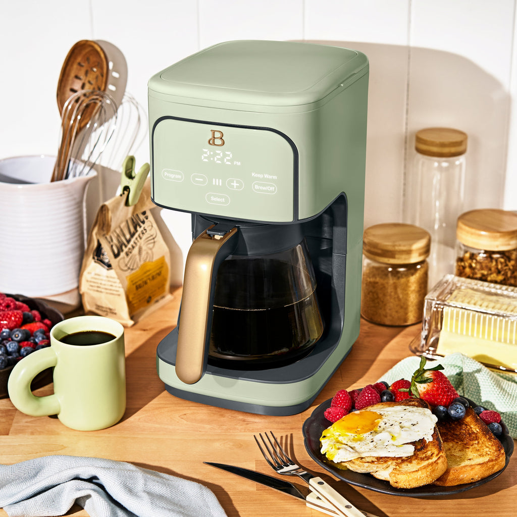 Beautiful 12 cup Programmable Coffee Maker, Thyme Green by Drew Barrymore