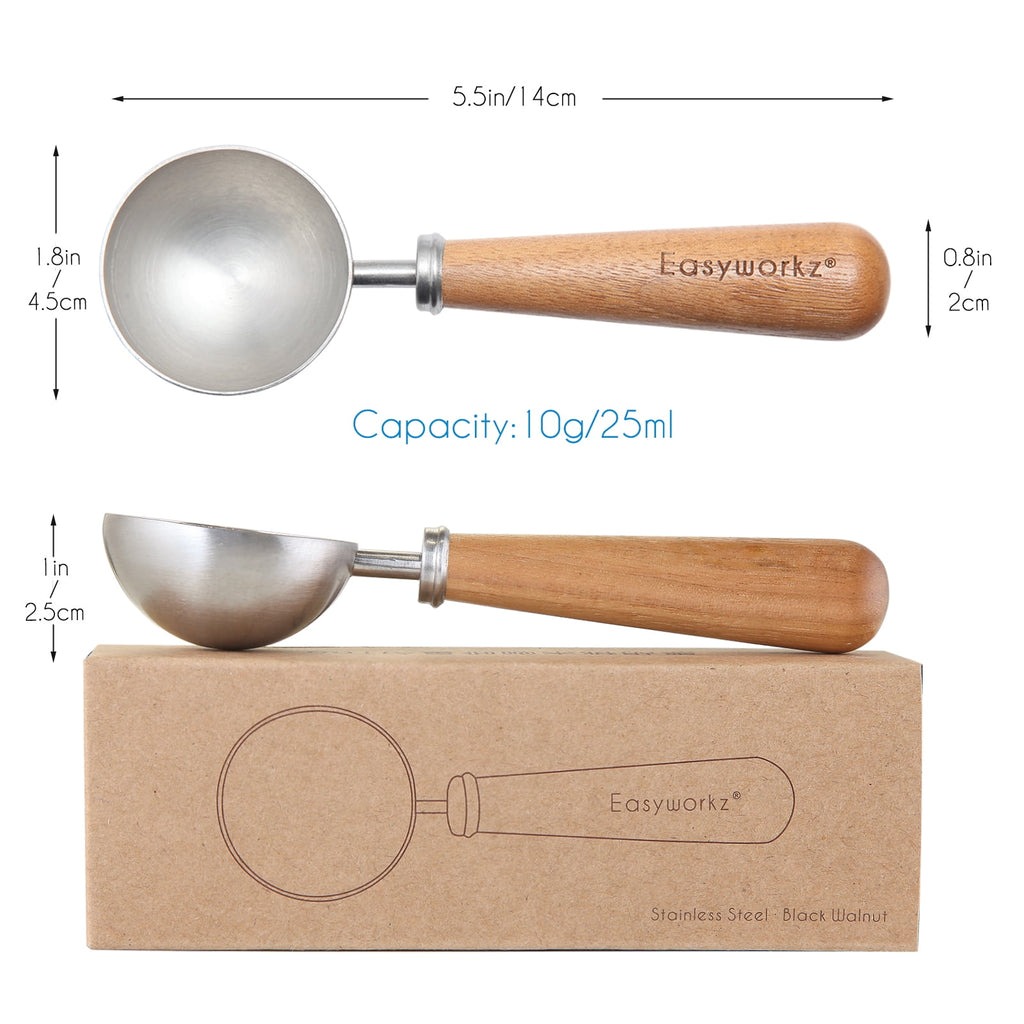Easyworkz Retro Stainless Steel Coffee Scoop with Walnut Handle 10g / 1 Tbsp Coffee Measuring Spoon, Rose Gold