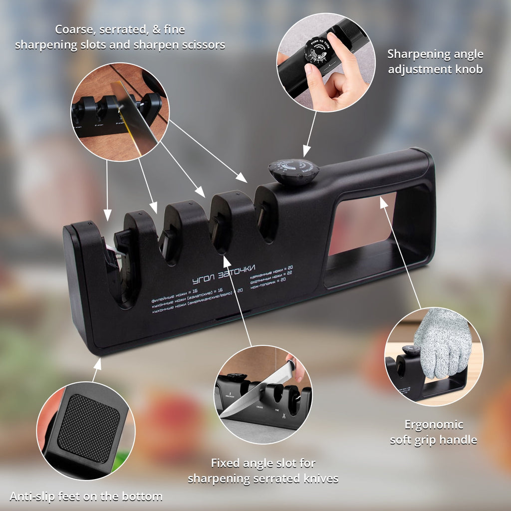 AGCAN 2 Pack Knife Sharpener, 4-Stage Kitchen Knife Sharpeners with Non-slip Base, Knife Sharpening System for Kitchen Knives, Scissors