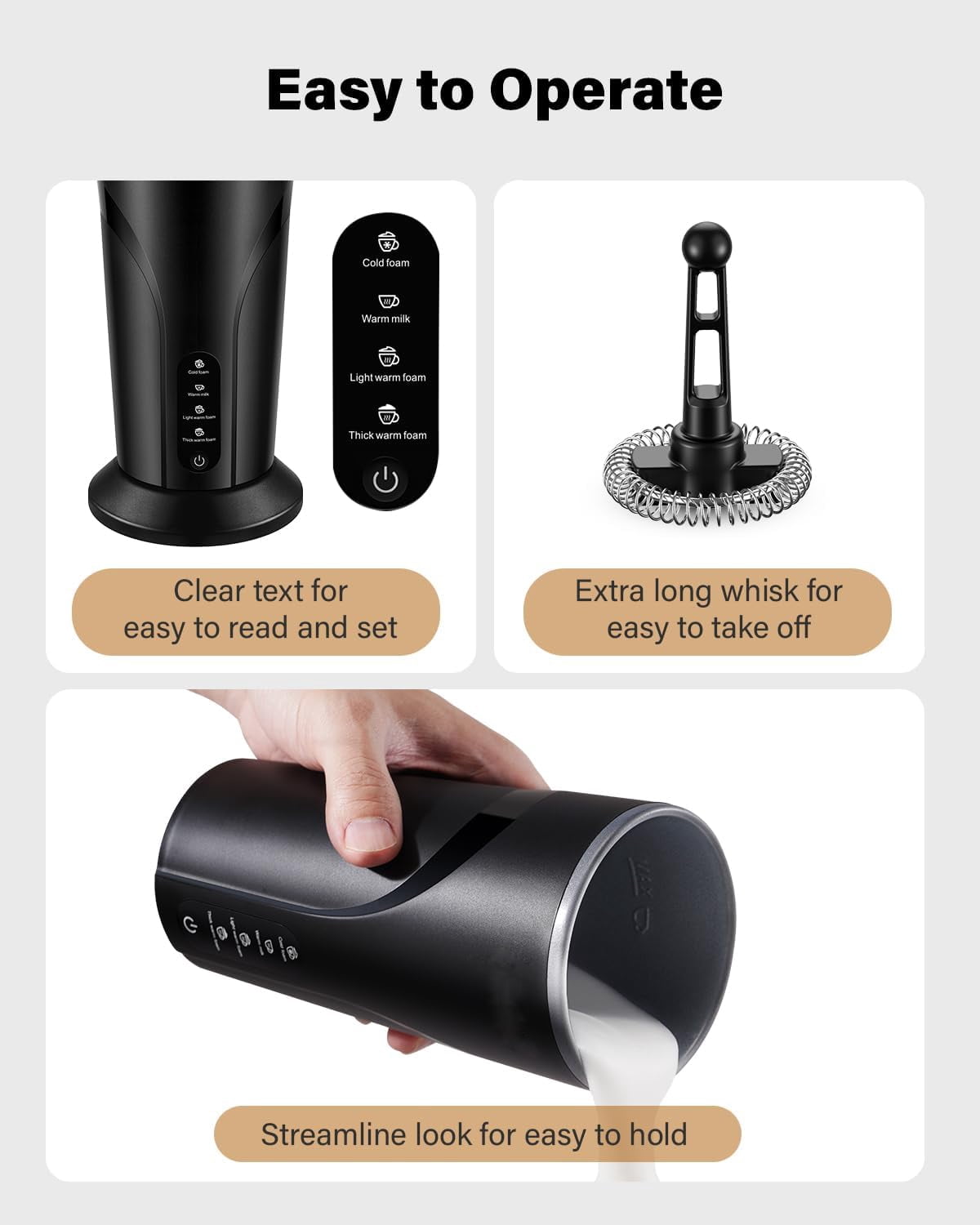 Automatic Milk Frother & Steamer, 4-in-1 Hot Cold Foam Maker – 10oz with 30-Min Keep Warm, Strix Temp Control, Non-Stick