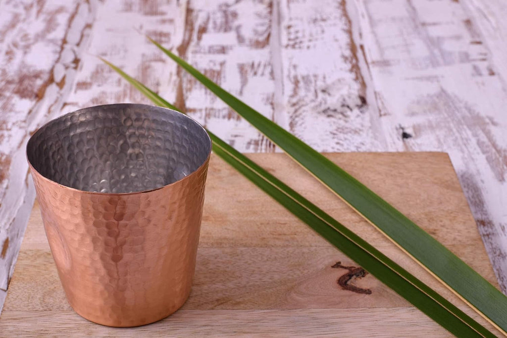 De Kulture Works Pure Copper Dimple Glasses Cup Tumbler With Tin Plating, 3.5x 4 (DH) inches