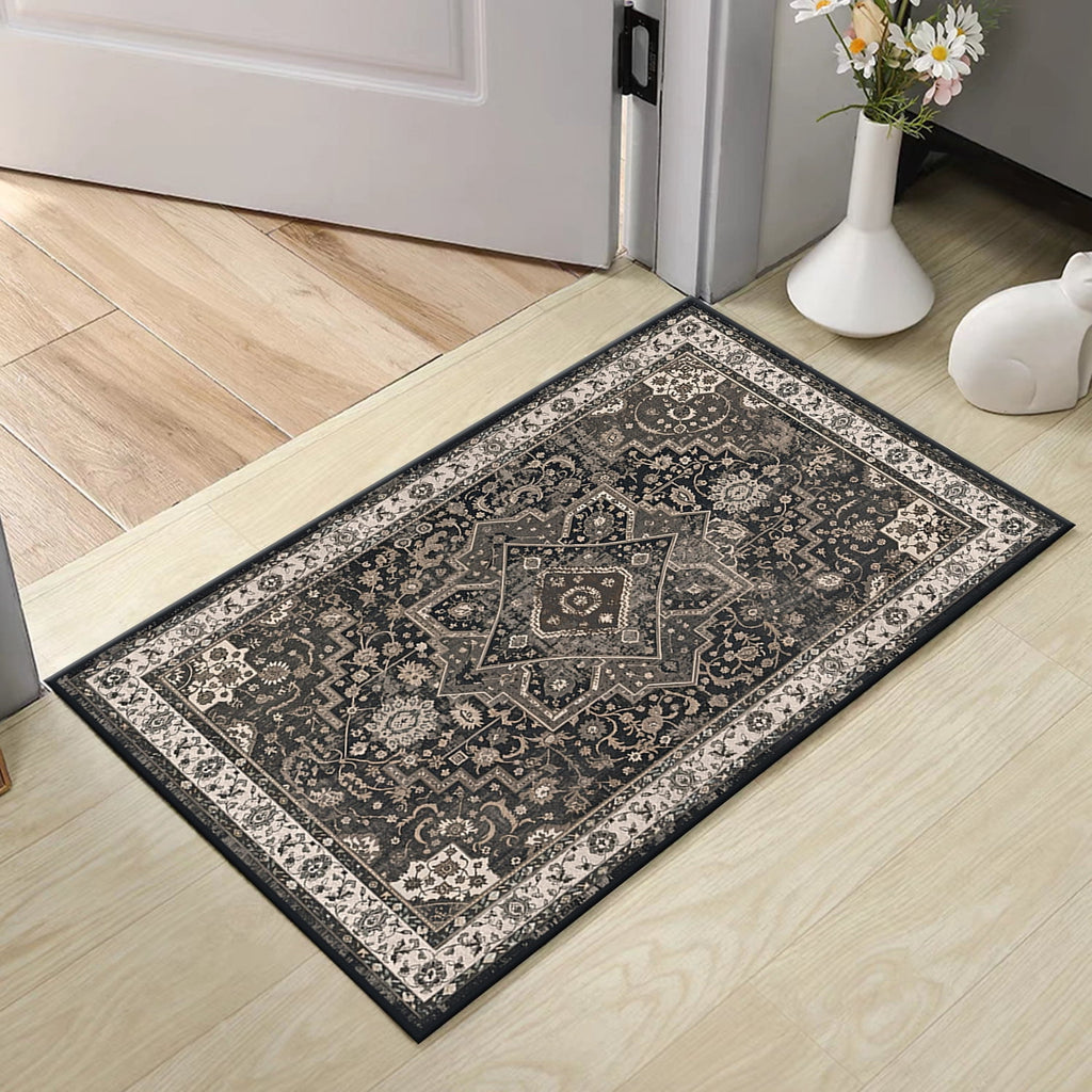 TECHVIDA Kitchen Rug Set 3 Piece,Non Slip Machine Washable Kitchen Mats, Farmhouse Hallway Doormat for Home Floor and Living Room,Gray