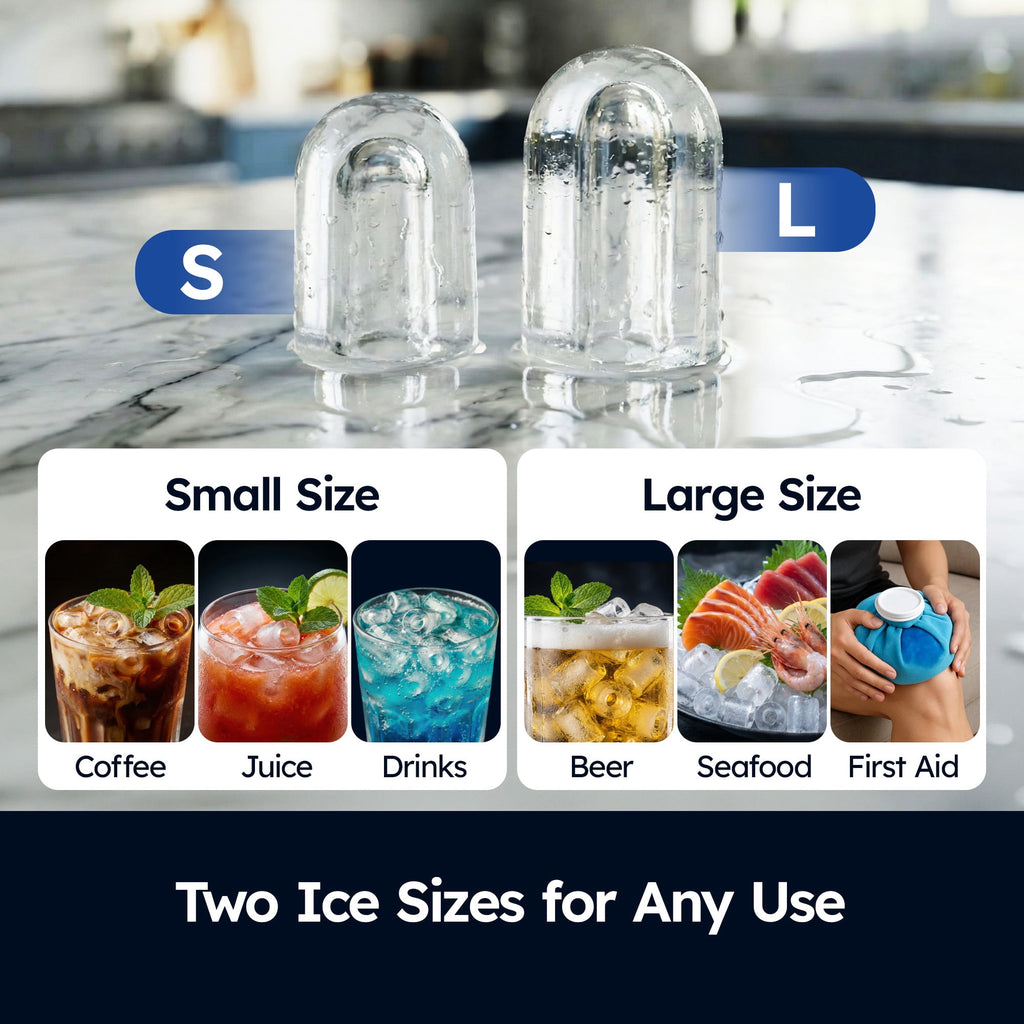 SIMZLIFE Portable Countertop Ice Maker, 26 Lbs/Day, 9 Bullet Ice Cubes in 6 Minutes, 2 Ice Sizes, Self-Cleaning Ice Machine, Black