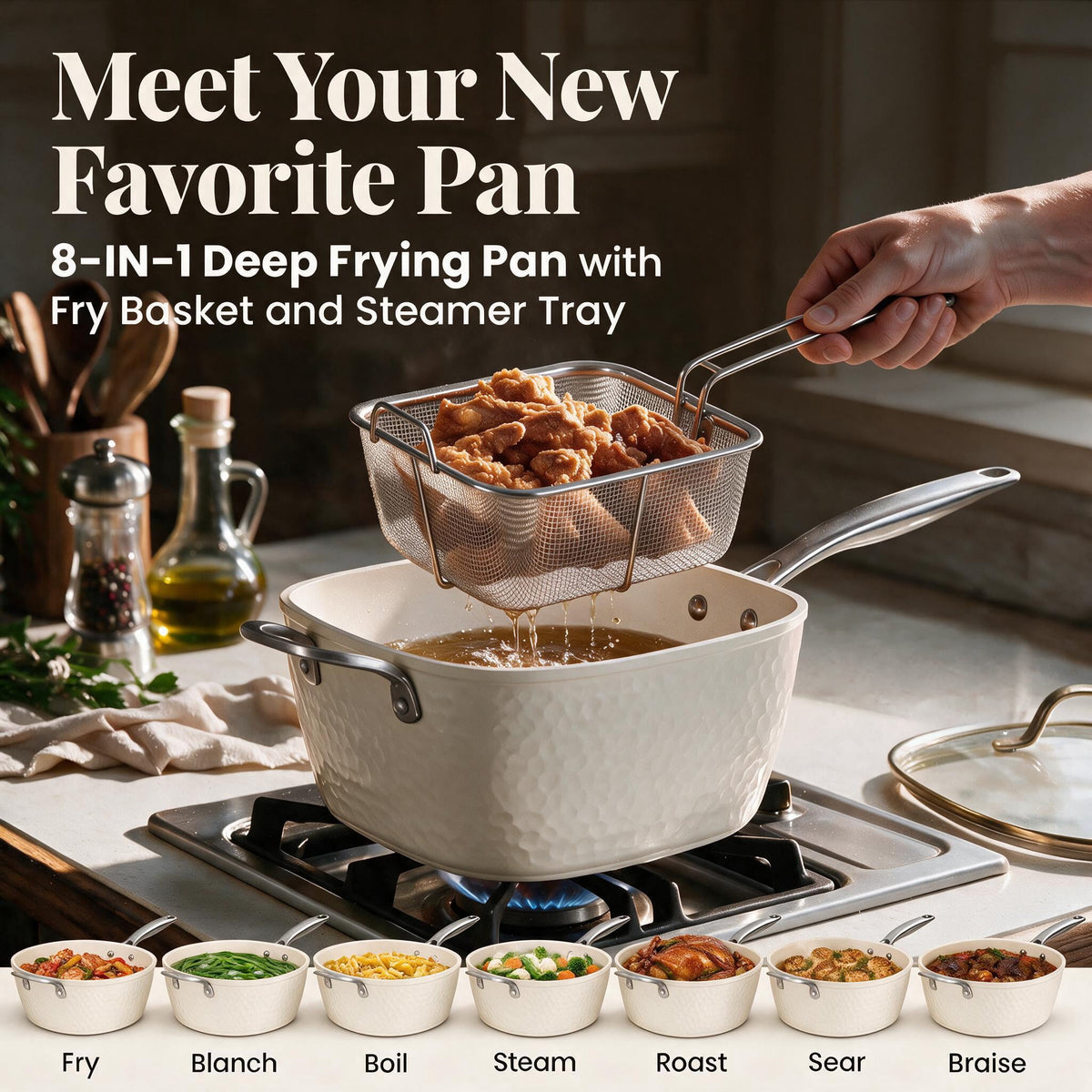 Gotham Steel Hammered 20 Pc Ceramic Cookware Set Nonstick, Induction Pots and Pans Set, Non Toxic Cookware Sets, Oven & Dishwasher Safe, Copper