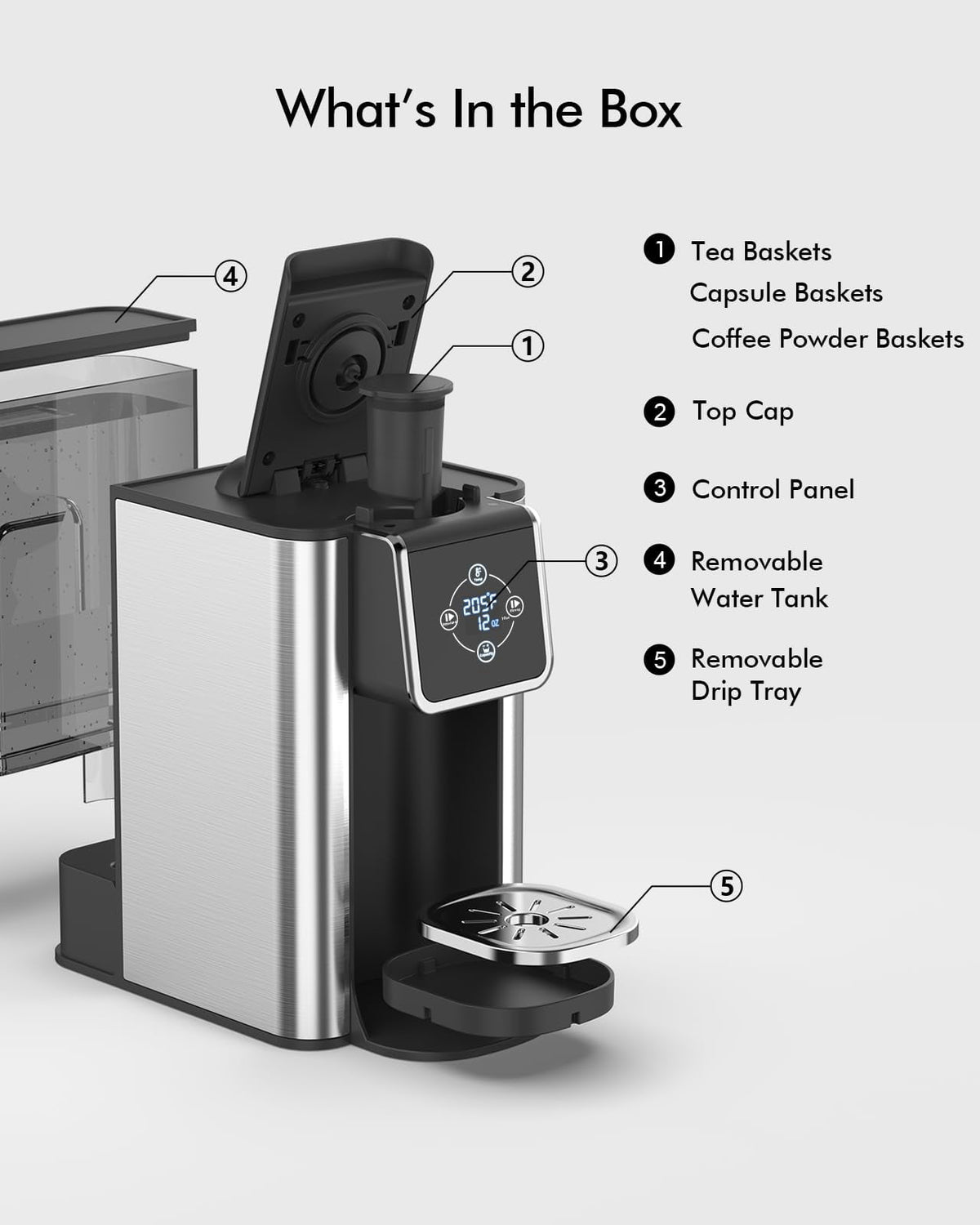 SIFENE 3-in-1 Single Serve Coffee Maker, Compatible with K Cup Capsules & Grounds, Tea Maker, 6-10 Oz Brew Sizes, 50 Oz Removable Reservoir, Fast Brew, Compact Design, 120V 1150W, Black