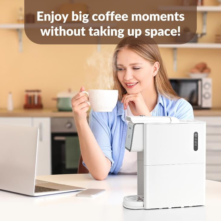 Mecity Compact Coffee Maker for Ground Coffee & Loose Tea - Single Serve, 6-12 Oz Brew, Black