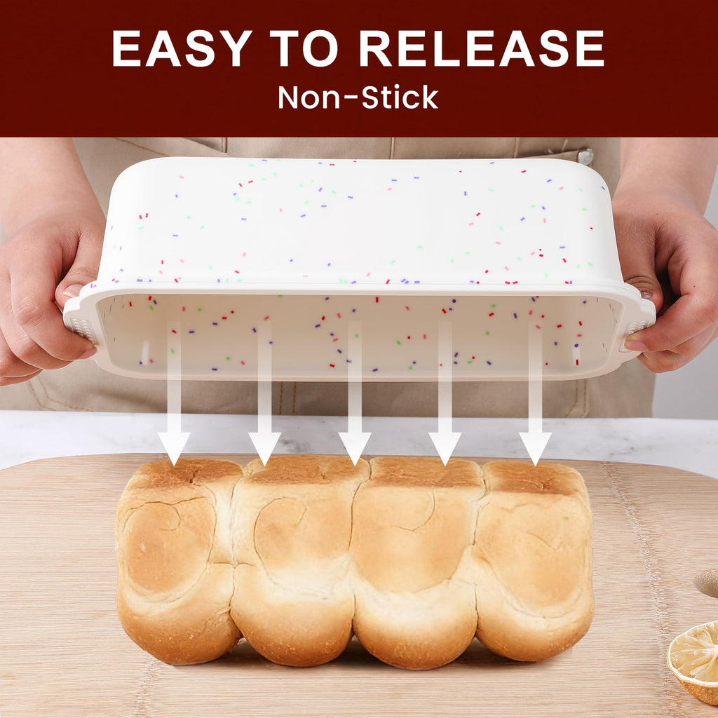 CAKETIME Silicone Bread Loaf Pan Nonstick Silicone Loaf Pans for Baking Large Bread Mold with Metal Reinforced Frame