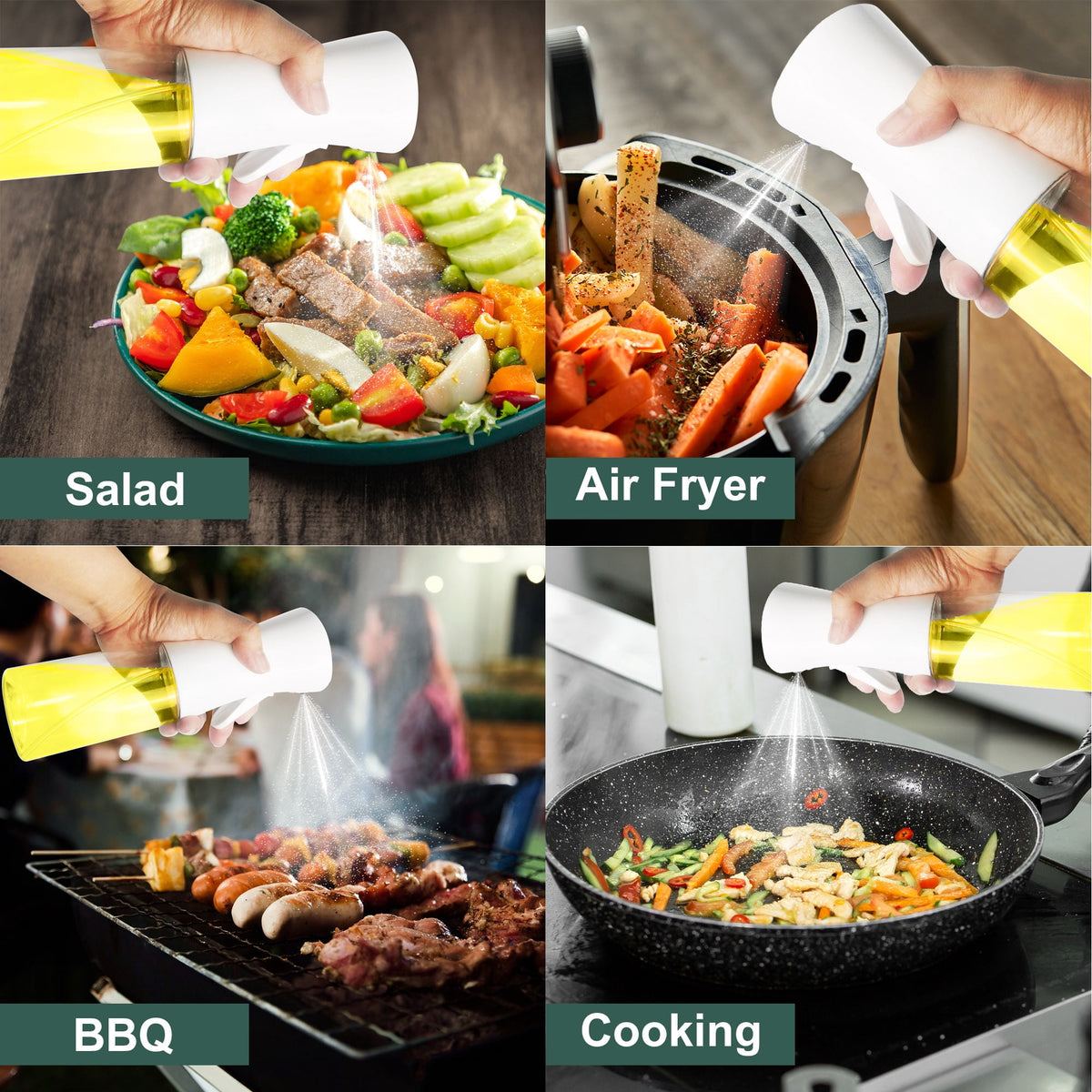 AGCAN Oil Sprayer for Cooking, 2 Pack Glass Olive Oil Sprayer Mister 220ml/7.4oz Glass Oil Dispenser for Air Fryer, BBQ, Baking, Salad
