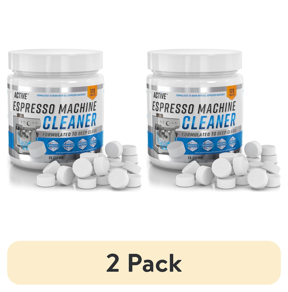 Active Espresso Machine Cleaning Tablets, Coffee Maker Descaler, 120 Count, 1 Pack