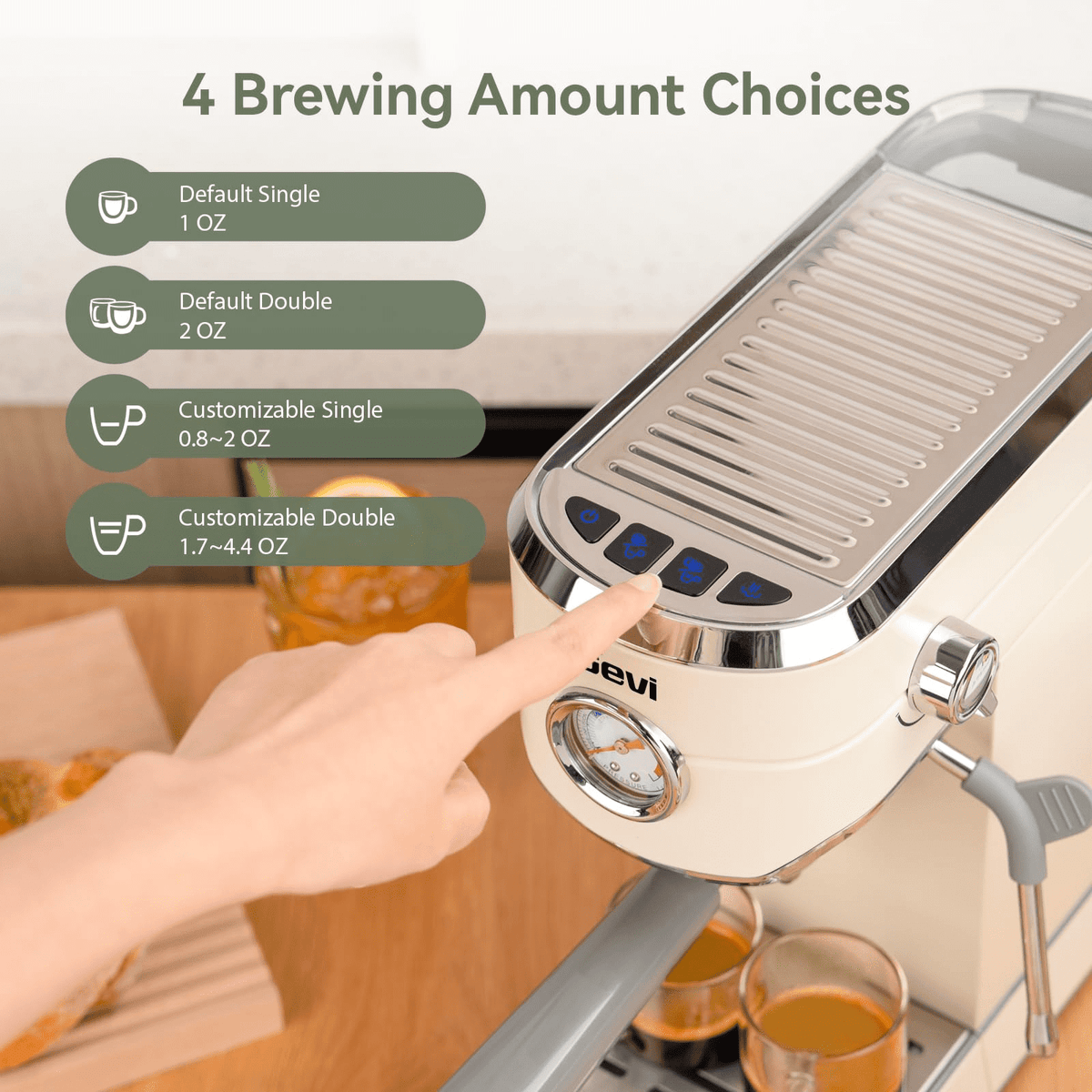 Gevi 20 Bar Espresso Machine & Burr Grinder Combo, 35 Precise Grind Settings, Professional Automatic Coffee Maker, Perfect Gift for Coffee Lovers