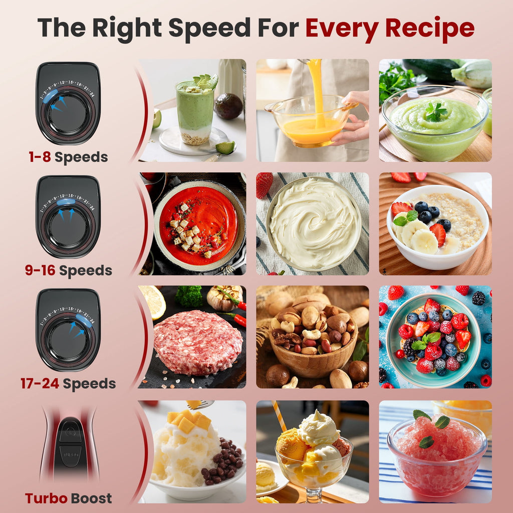 VAVSEA Immersion Blender, 1100W 5-in-1 Hand Blender, 24-Speed Stick Blender for Small Kitchen, Splash-Resistant Handheld Blender Mixer with Turbo Mode for Smoothies, Baby Food, Black