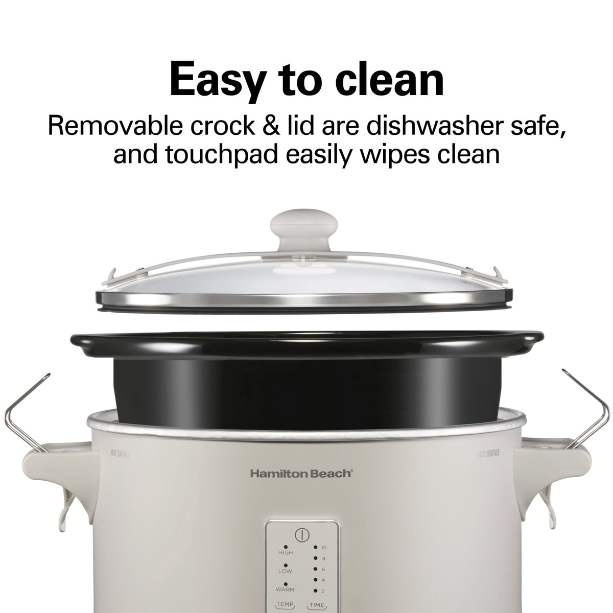 Hamilton Beach 7 Qt Programmable Slow Cooker, Stoneware Crock with Removable Pot, Stainless Steel