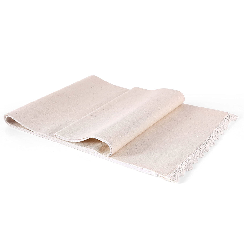 Fingercraft Table Runners, Cotton Dinner Table Centerpiece with Beautiful Premium Lace, Home and Dining Aqua-90