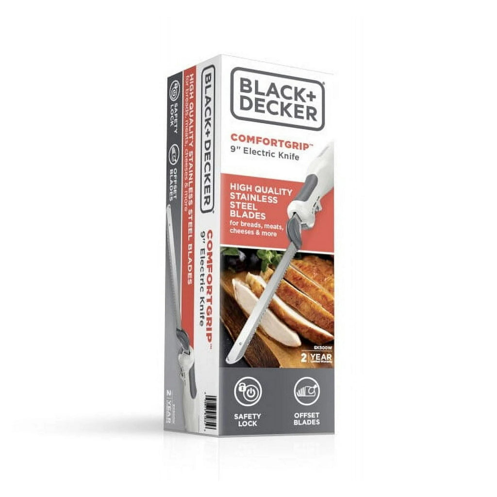 BLACK+DECKER 9-Inch Electric Carving Knife, Stainless Steel, White