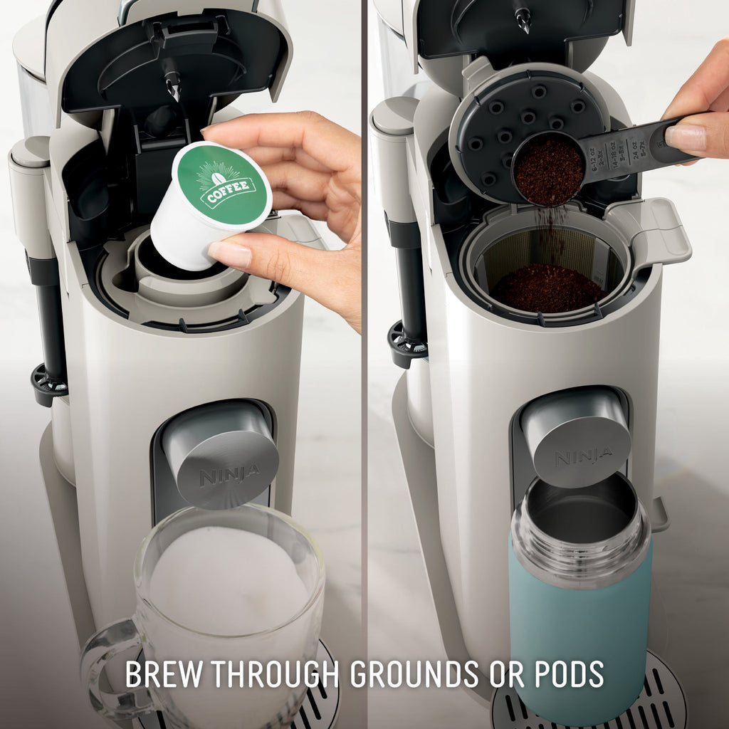 Ninja Pods & Grounds Specialty Single-Serve Coffee Maker, K-Cup Pod Compatible, Built-In Milk Frother, PB051SG, Sage Green