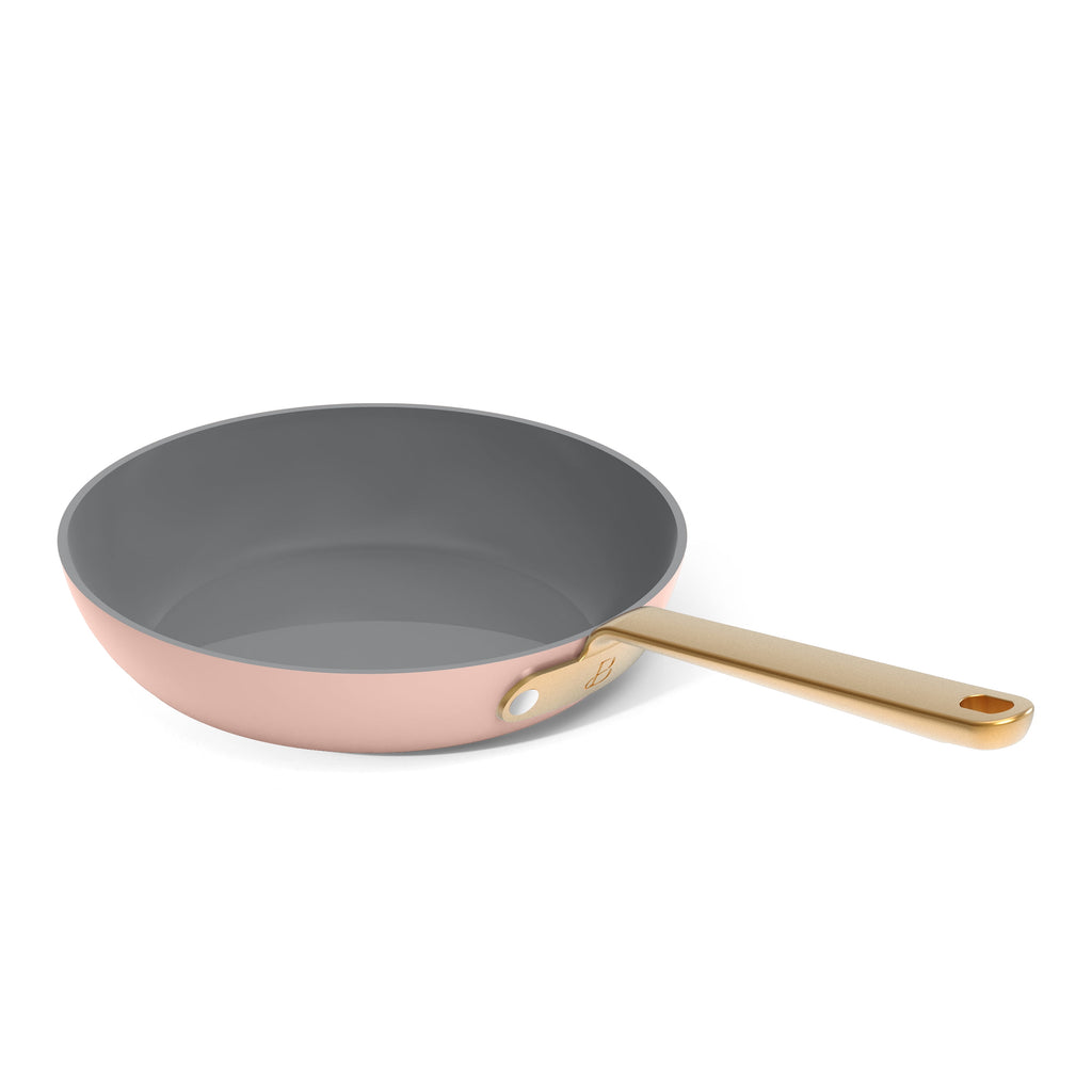 Beautiful 12-Piece Cookware Set, Pots and Pans with Strainer Lids and EverGood Ceramic Nonstick Coating, White Icing by Drew Barrymore